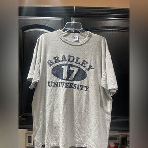Vintage Bradley University Illinois XL Heather Gray T-Shirt #17 Made in USA EUC